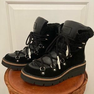 Rag bone Skyler black suede/shearling Water Resistant boots Women's 38.5/8.5